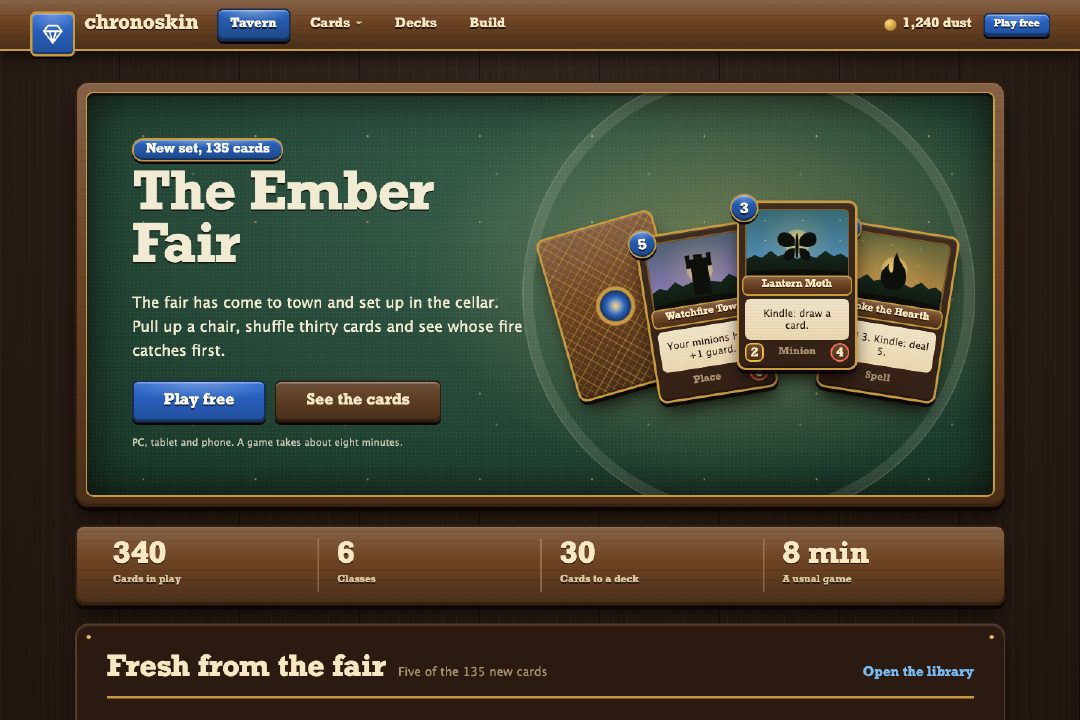 Game fantasy card table
