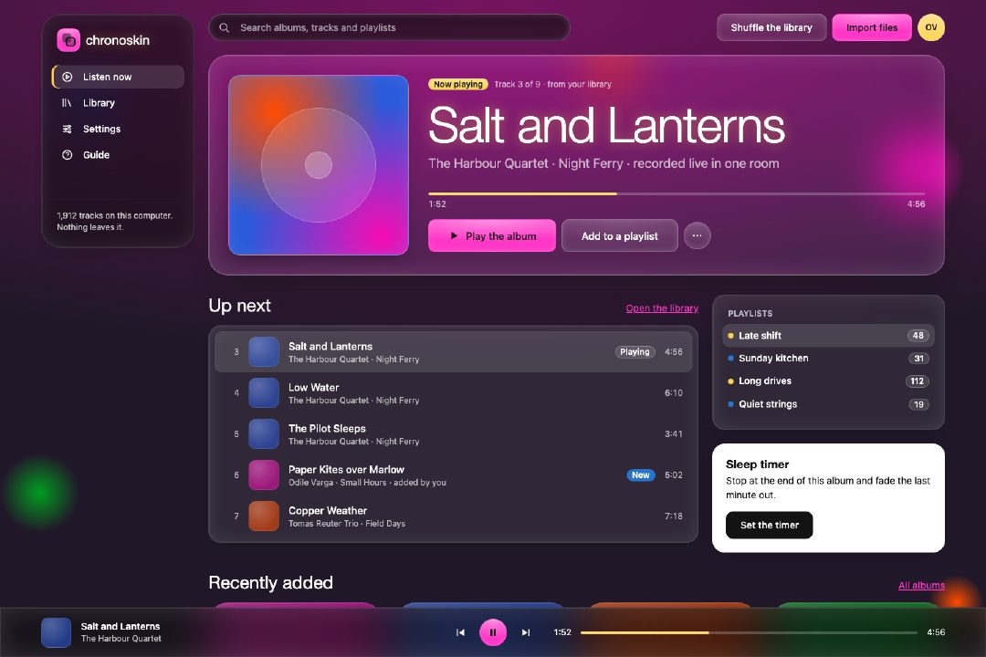 Glassmorphism player app