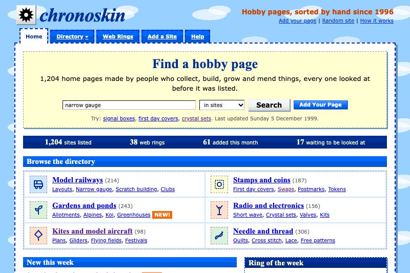 Personal home page: the links directory and web ring hub