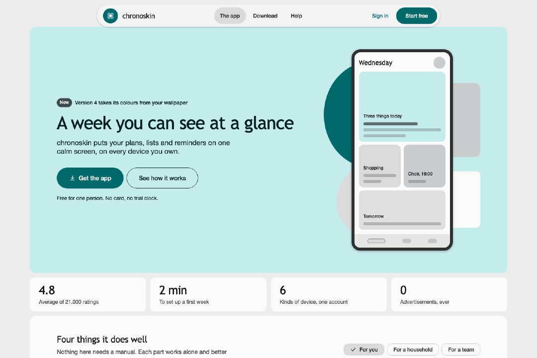 Tonal app landing page