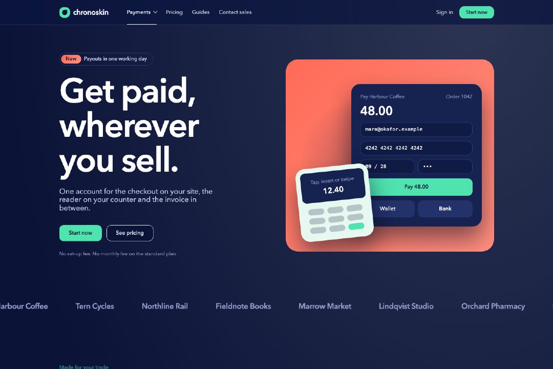 Modern payments product page
