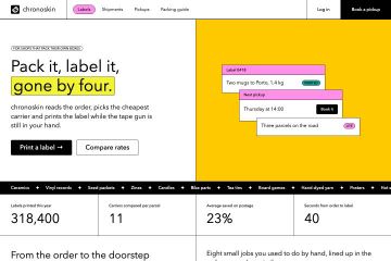 Neubrutalism landing page, ruled split layout