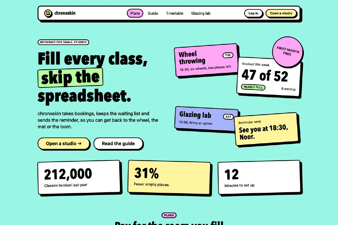 Neubrutalism landing page, sticker board layout