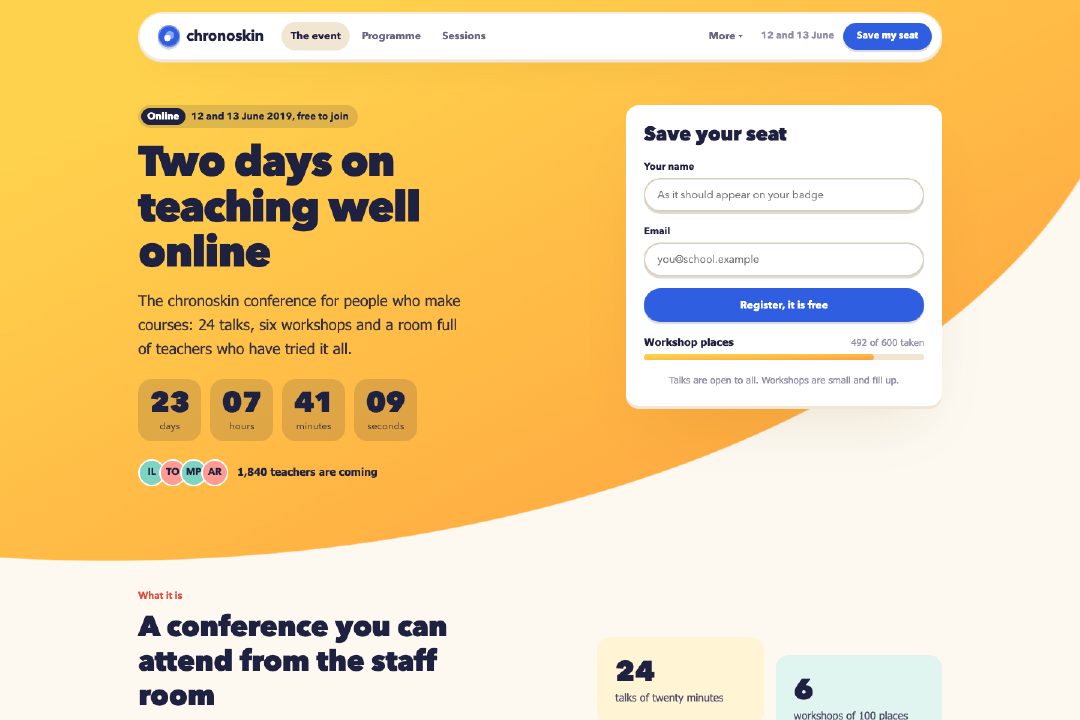 SaaS gradient event page
