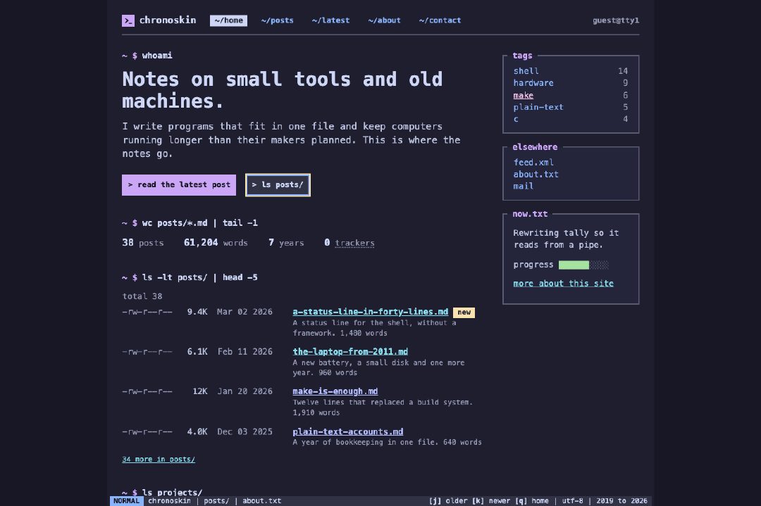 Terminal, a personal site as a shell session