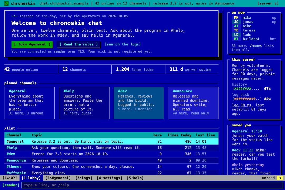 Terminal, a chat client in commander blue