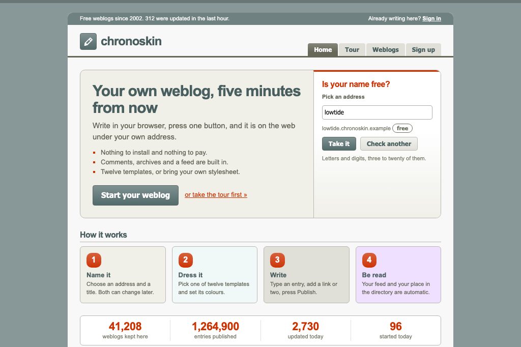 Weblog service front door