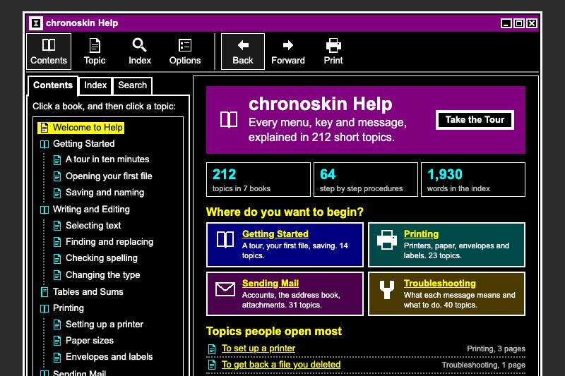 Desktop grey help viewer, high contrast