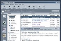 Desktop grey mail and news reader, rainy day